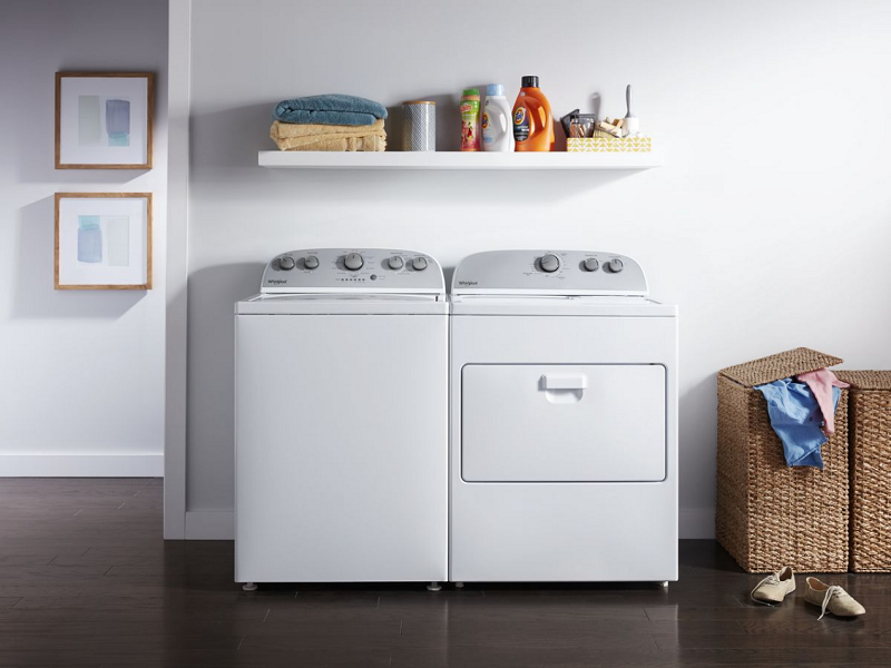 Whirlpool 3.8-3.9 CF Top Load Washer with Removable Agitator (WTW4957PW) & 7.0 cu. ft. Top Load Electric Dryer with AutoDry™ Drying System (WED4950HW)