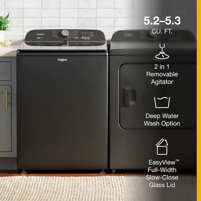 Whirlpool® 5.2–5.3 Cu. Ft. Top Load Washer with Removable Agitator & 7.0 Cu. Ft. Top Load Electric Dryer with Moisture Sensor