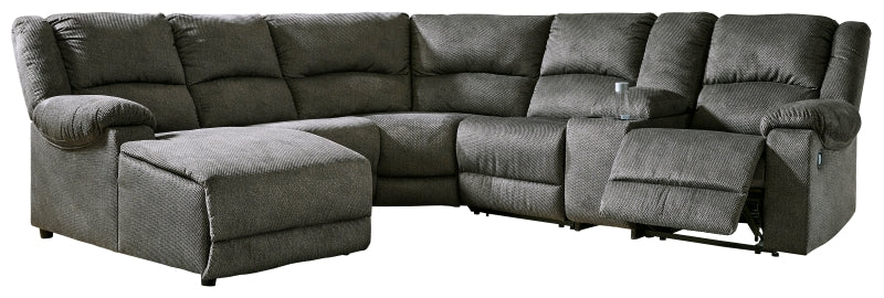 Ashley Benlocke Flannel 6-Piece Reclining Sectional with Chaise