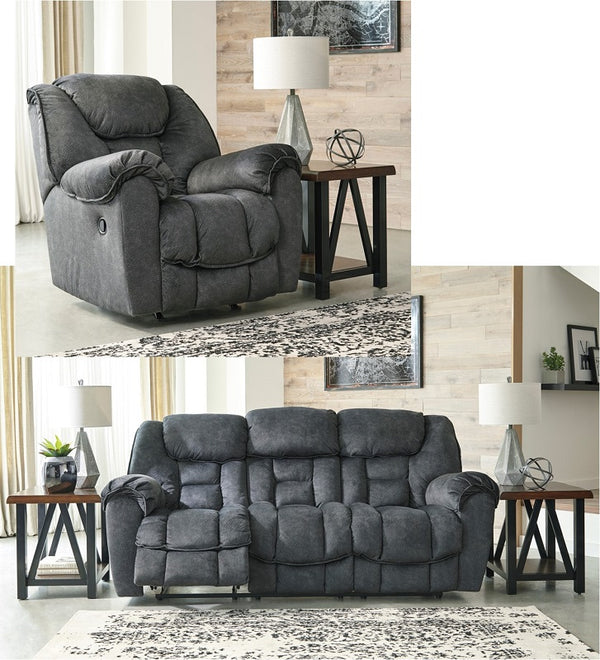 Ashley Capehorn Granite Reclining Sofa and Recliner