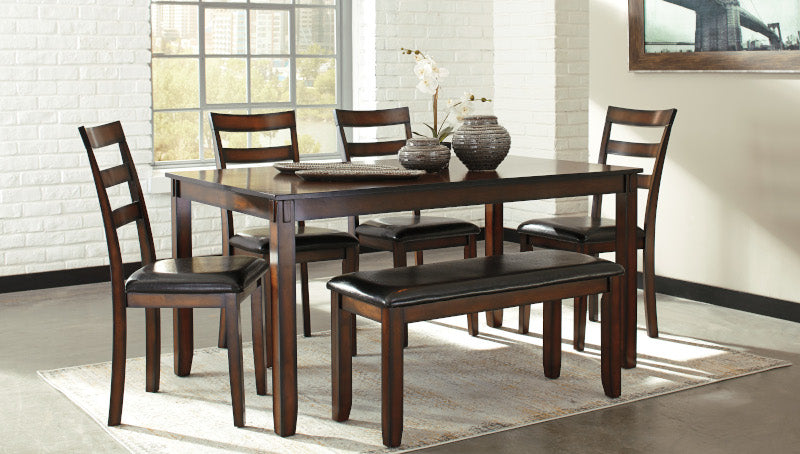 Ashley Coviar Dining Table & Chairs with Bench (Set of 6)