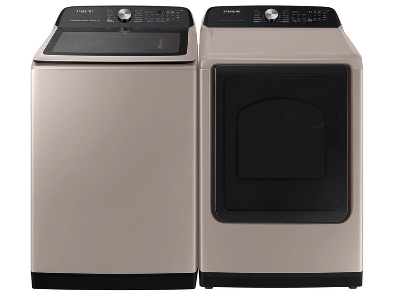 Samsung 5.2 cu. ft. Top Load Washer & 7.4 cu. ft. Dryer with Steam Sanitize+ in Champagne